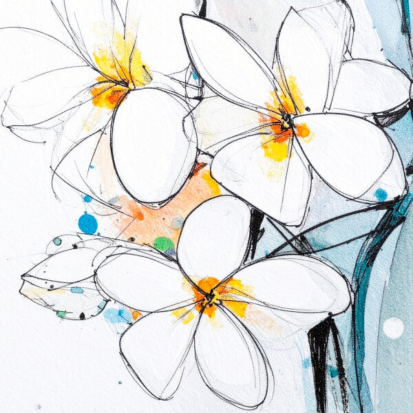 Sketched Plumerias Standard Pillow 16''x16''