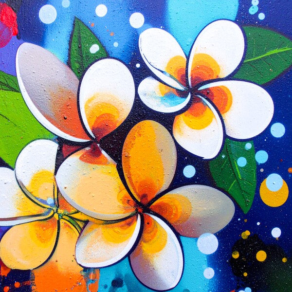 Graffiti Plumeria Acrylic Print 8" x 8"