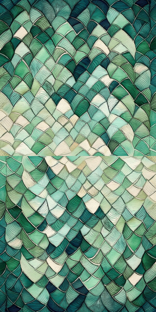 Neutral Green and Khaki Scale Pattern Premium Pillow