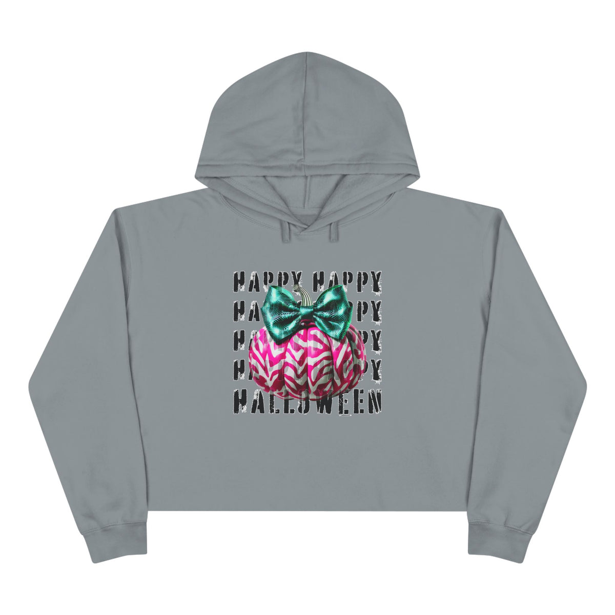 Happy Halloween Pink Pumpkin Crop Hoodie