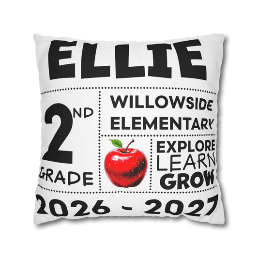 Personalized Grade School Pillow — Custom Name, Elementary Class of 2026-2027