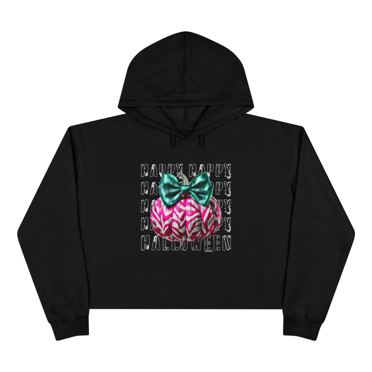 Happy Halloween Pink Pumpkin Crop Hoodie