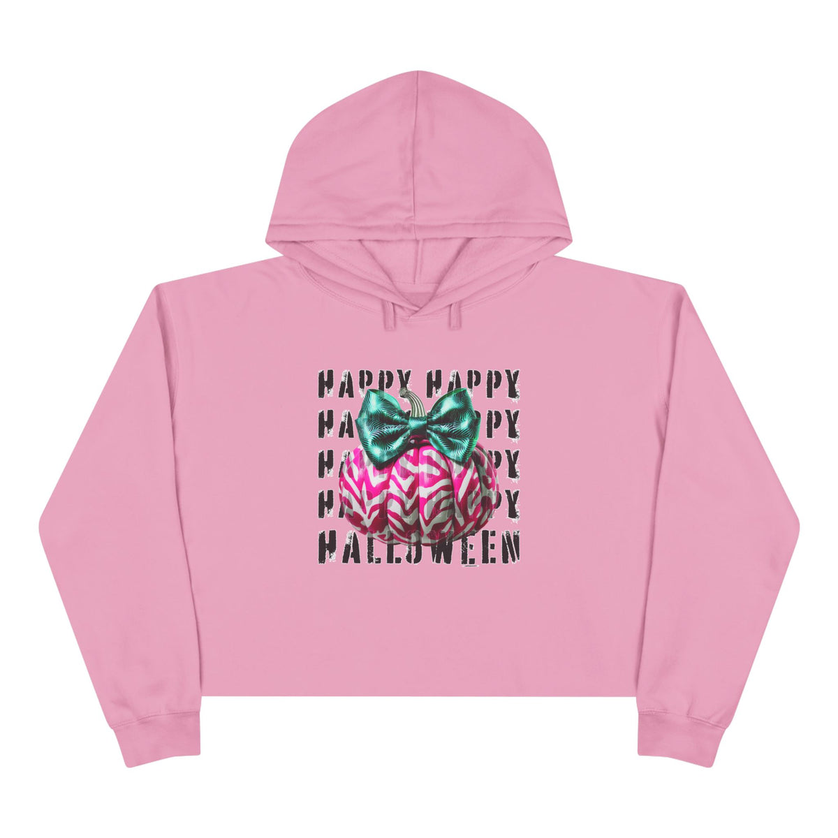 Happy Halloween Pink Pumpkin Crop Hoodie