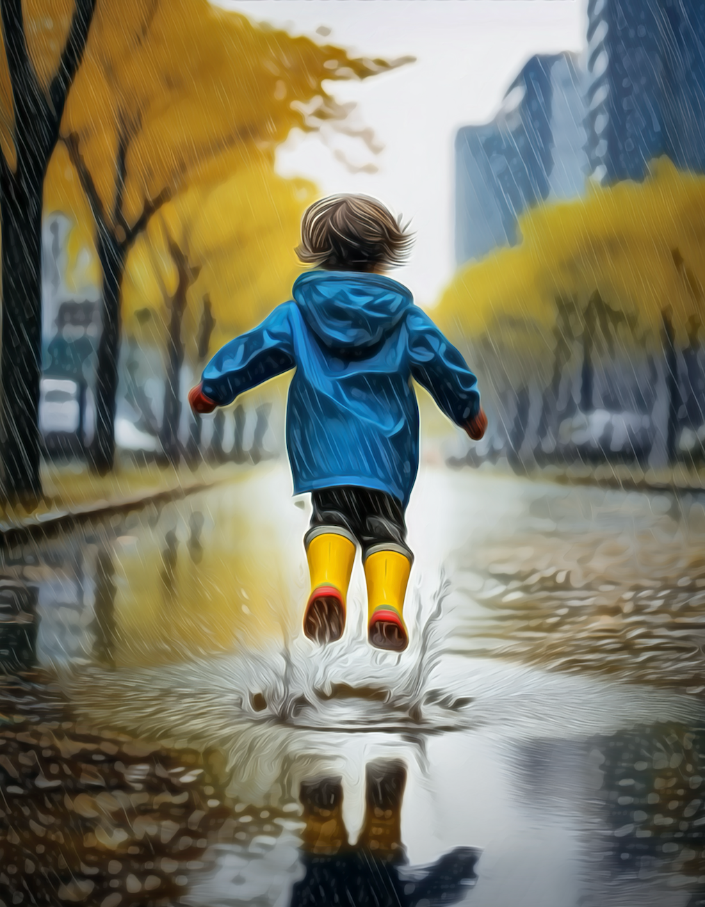 Frolicking in the Rain Canvas