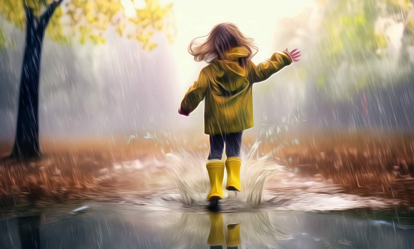 Frolicking in the Rain Canvas