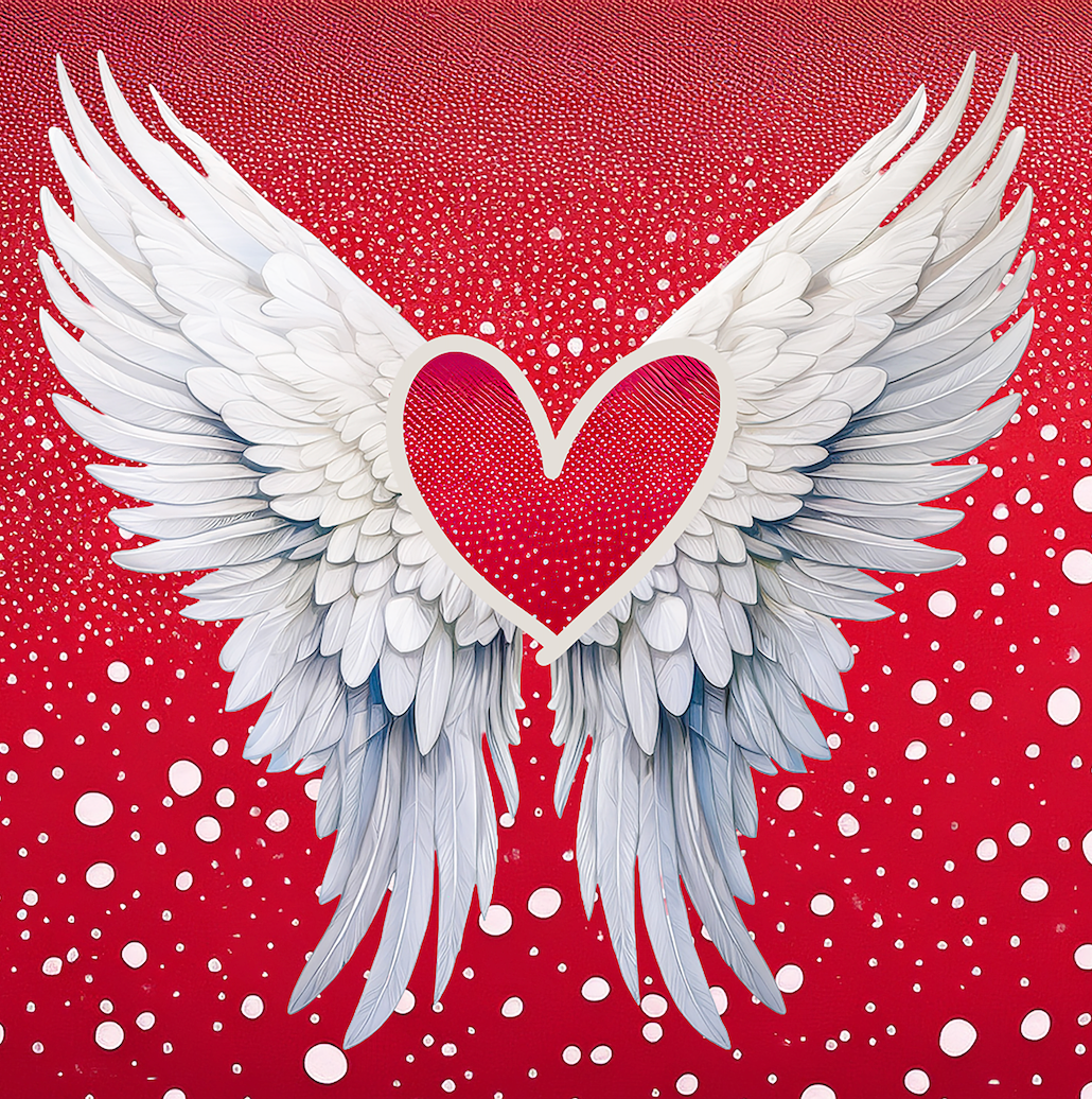 Red Heart Angel Wings Canvas