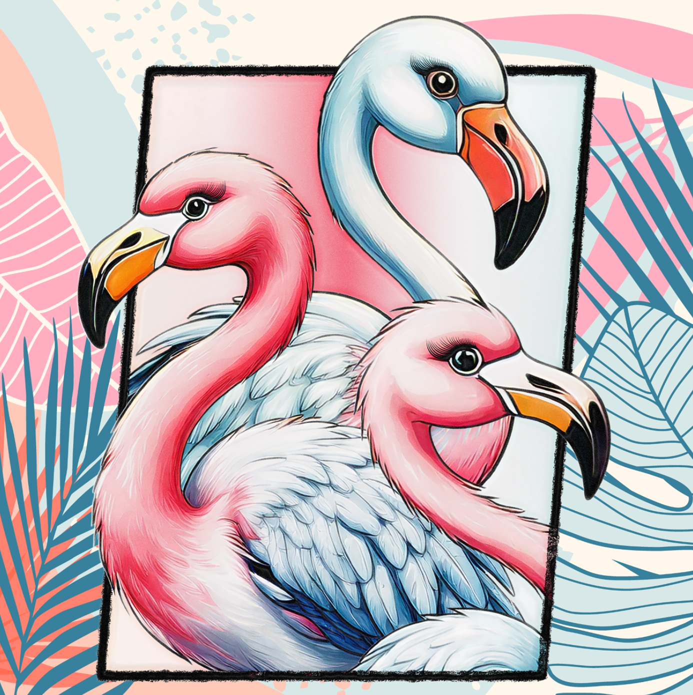 3 Flamingos Canvas