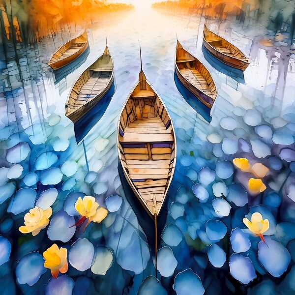 Canoes on a Lake Acrylic Print 8" x 8"