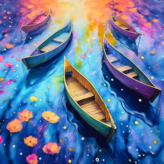 Canoes on a Lake Photo Board 8" x 8" and 20" x 20"