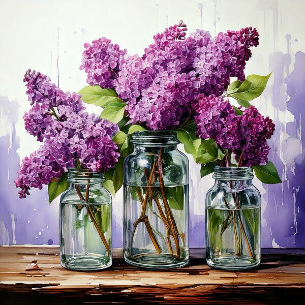 Lilacs in JarsAcrylic Print 8" x 8"
