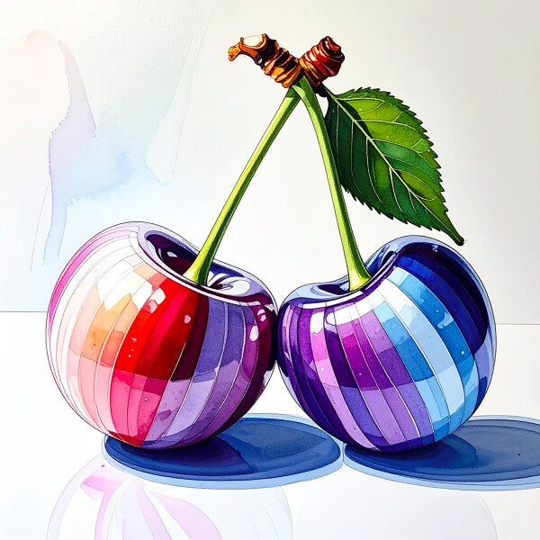 Striped Cherries Photo Board 8" x 8"
