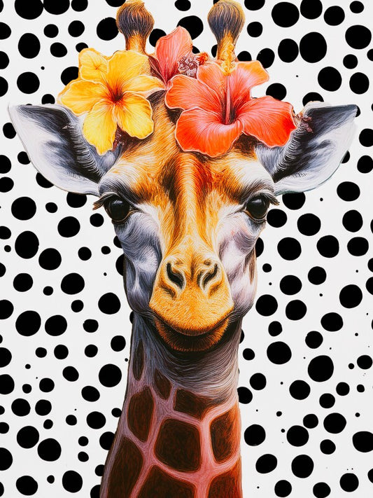 Giraffe on a Polka-Dot Background Acrylic Print 16"x12"
