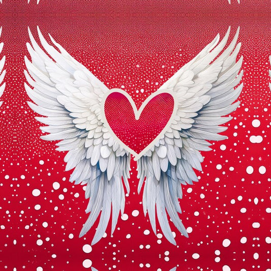 Red Heart Angel Wings Canvas