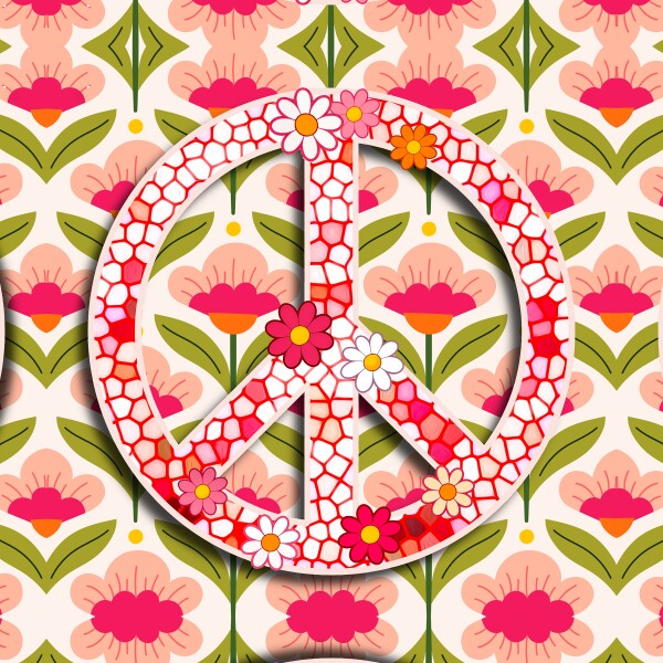 Stained Glass Peace Sign Canvas