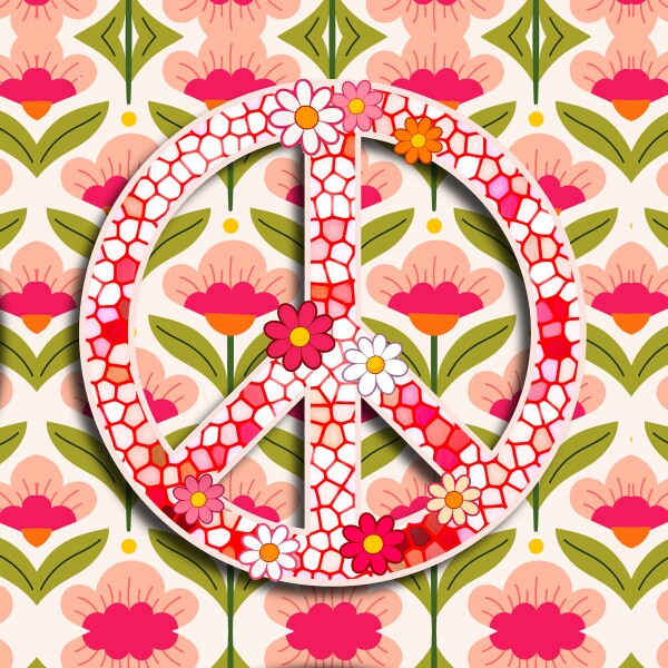 Stained Glass Peace Sign Canvas