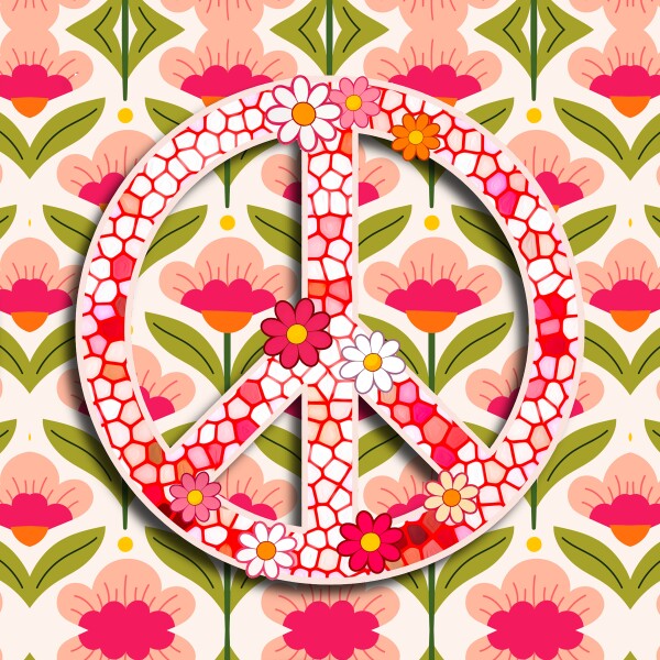 Stained Glass Peace Sign Canvas