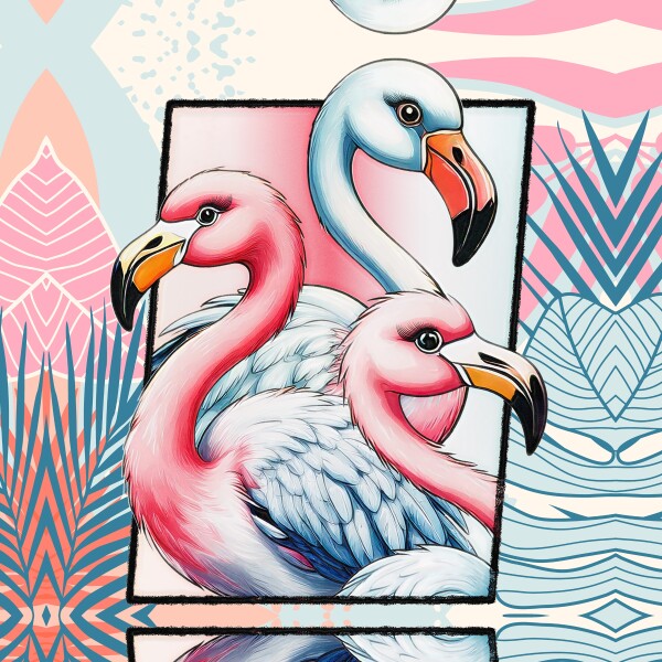 3 Flamingos Canvas