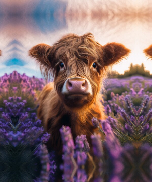 Highland Cow in Lavender Fields Canvas